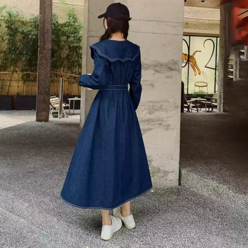 ビッグカラーデニムワンピース