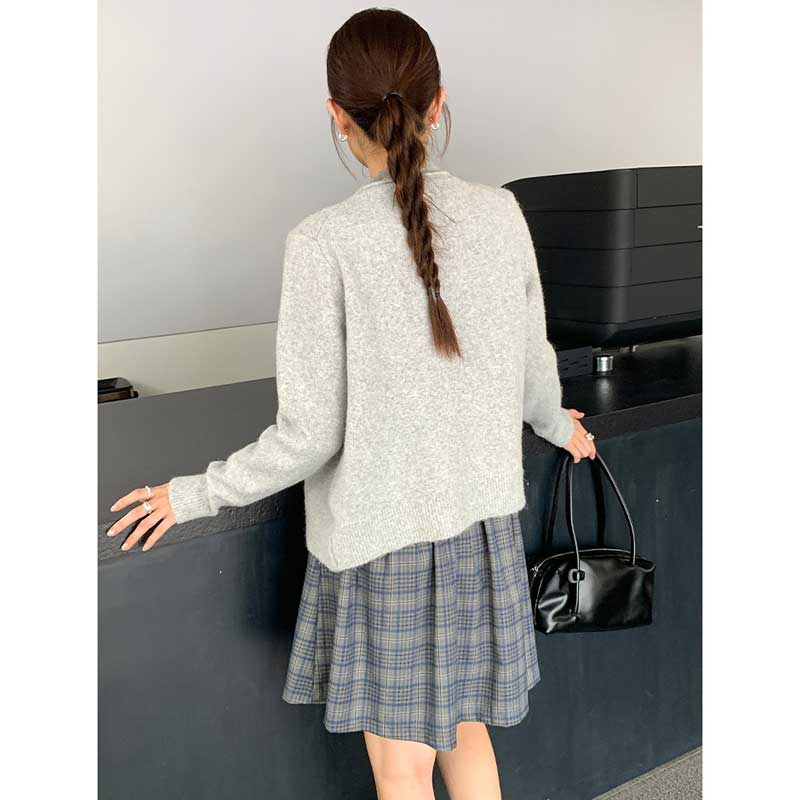 クルーネックベーシックカーディガン(2colors)