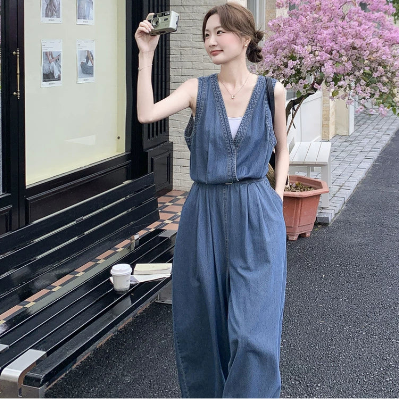 ライトデニムサロペットパンツ