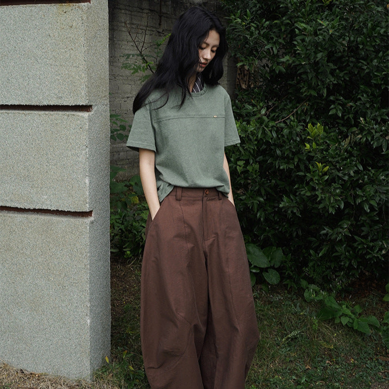 スカーフ付きカラーデザインTシャツ (3colors)