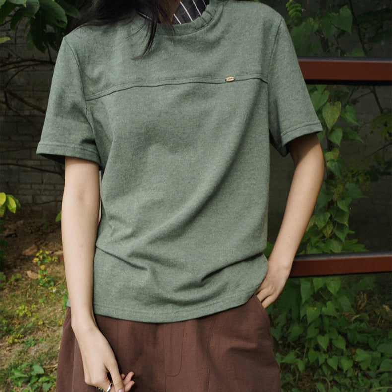 スカーフ付きカラーデザインTシャツ (3colors)
