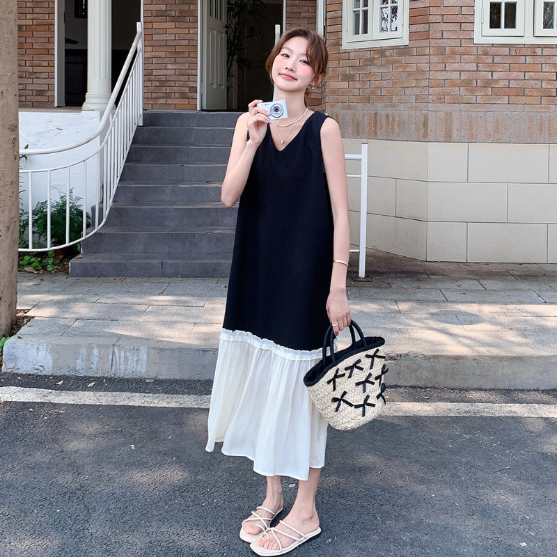 バイカラーノースリーブワンピース