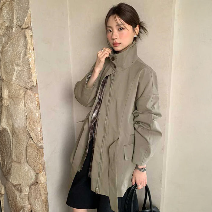 スタンドネックワイドスリーブコート(2colors)