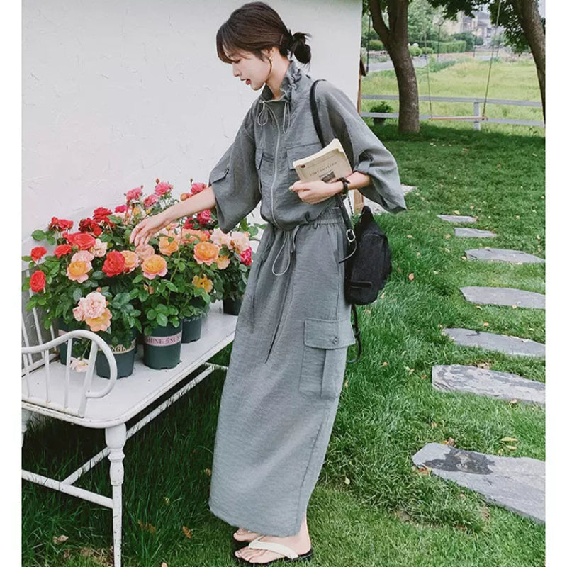 ワークスタイルトップス×スカートセット