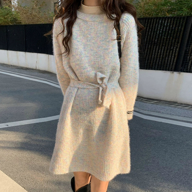 ミックスモヘアショート丈ワンピース(3colors) (白・ライトブルー