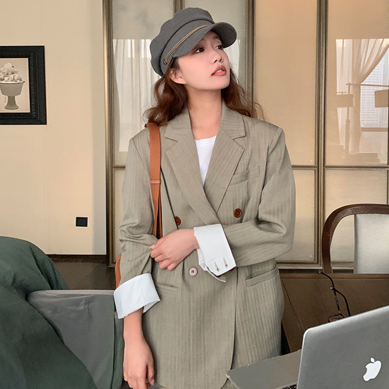 オーバーサイズジャケット×タイトミニスカートセット2colors