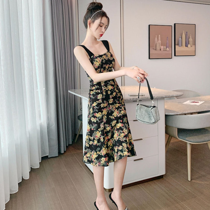 フラワーデザインノースリーブワンピース