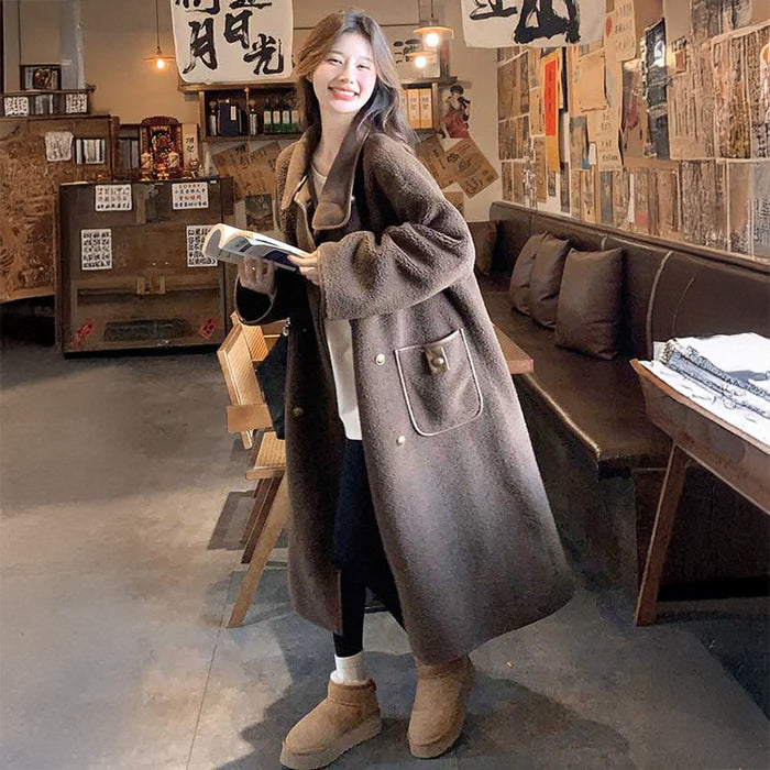 ブラウンロングボアコート