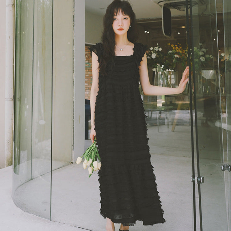 フリンジノースリーブワンピース