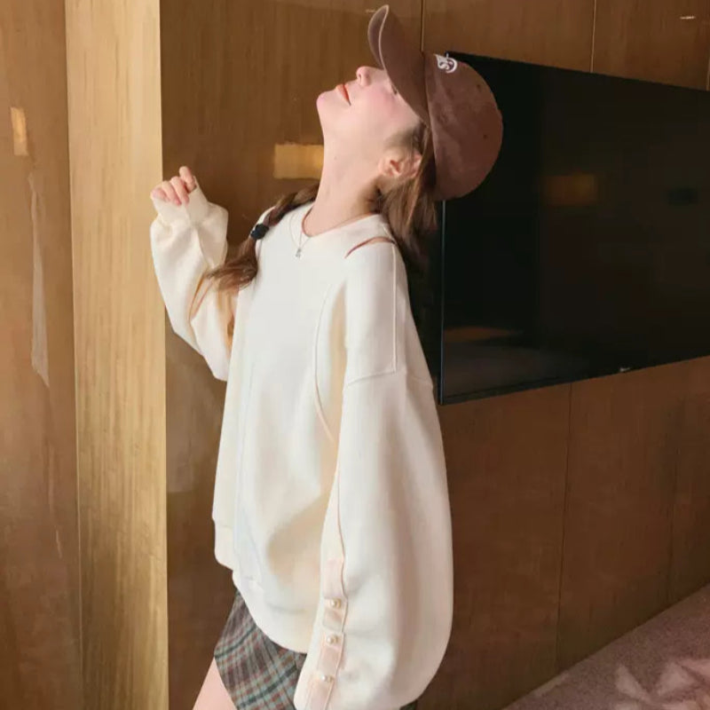 ショルダーカットパールスリーブスウェット