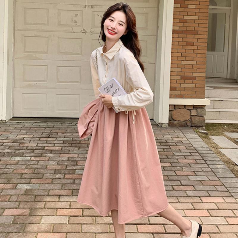 ベスト×ブラウスドッキングワンピース