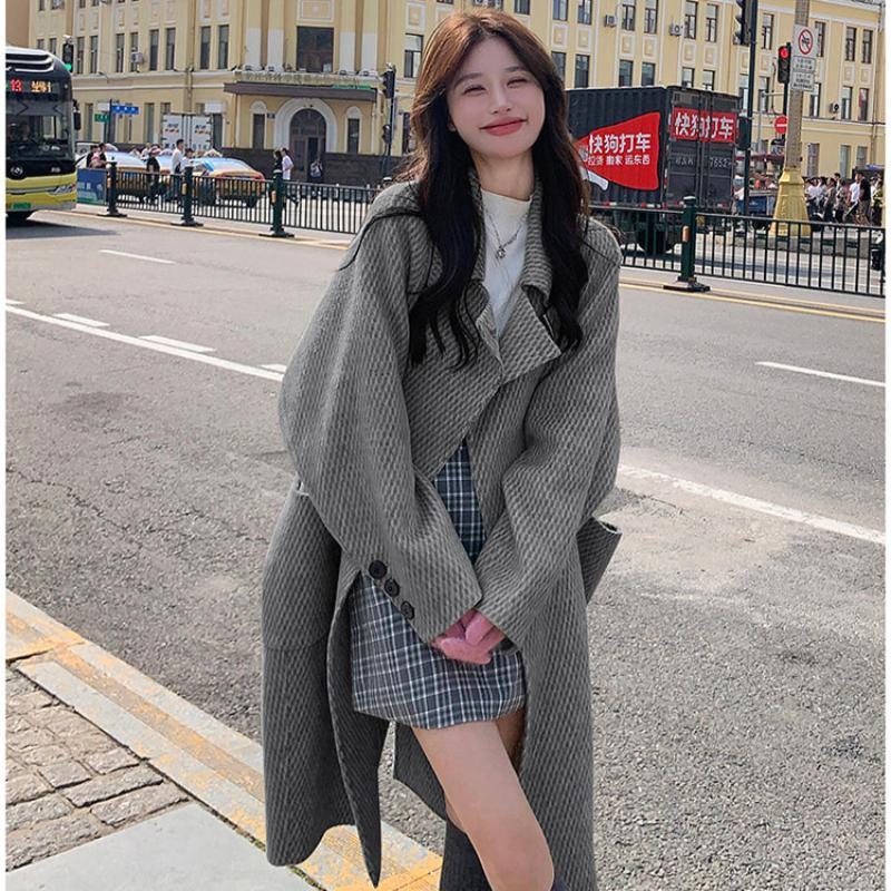 ラグランスリーブロング丈ウールコート