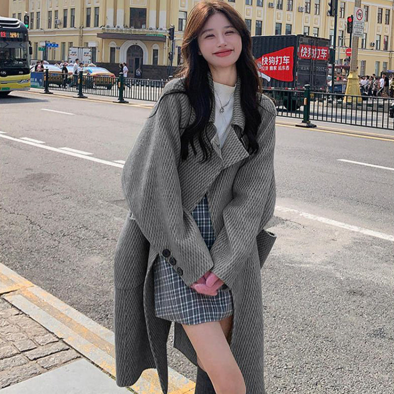 ラグランスリーブロング丈ウールコート