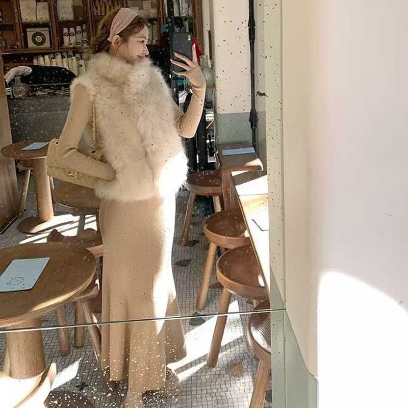 ハイネックファーベスト(2colors)