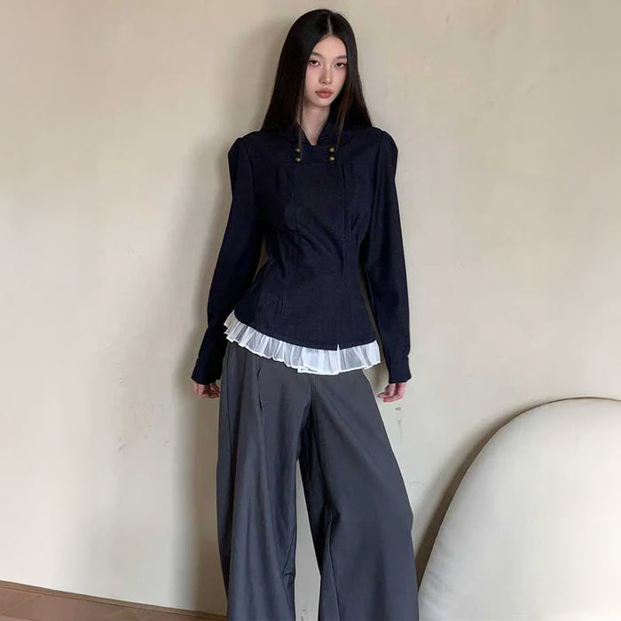 フリルヘムモードブラウス