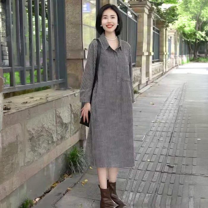 ピンストライプシャツワンピース