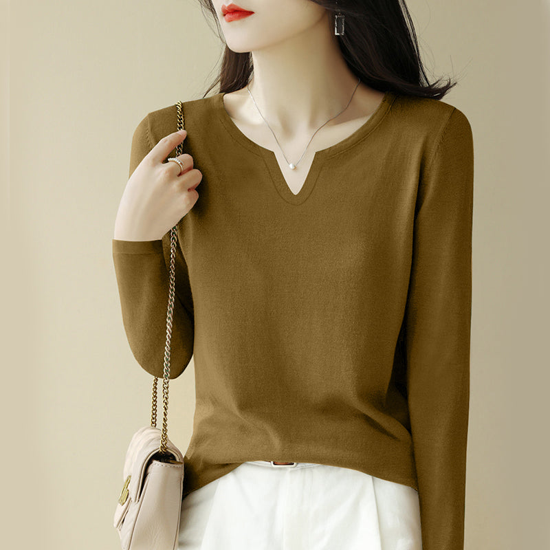 Vネック長袖トップス5colors