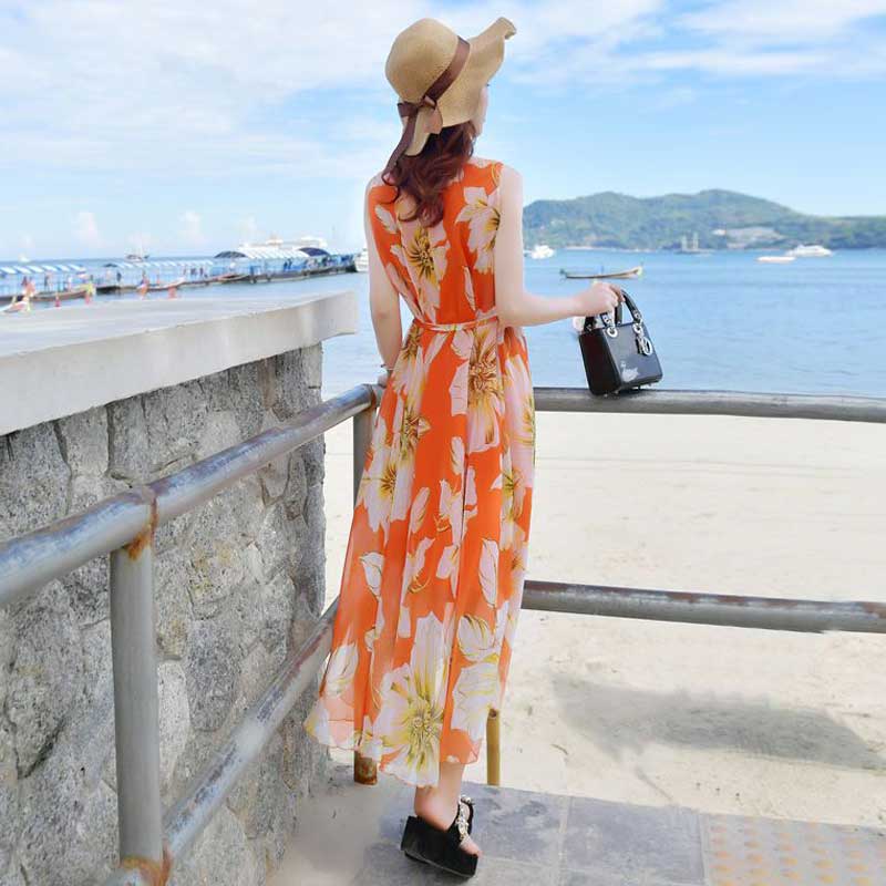 フローラルシフォンワンピース