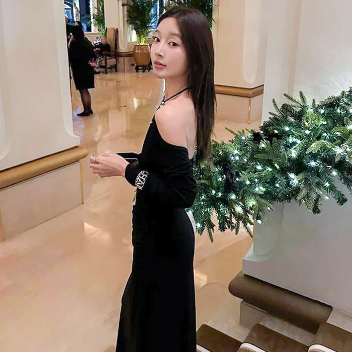 ホルターネックドレープワンピース(2colors)