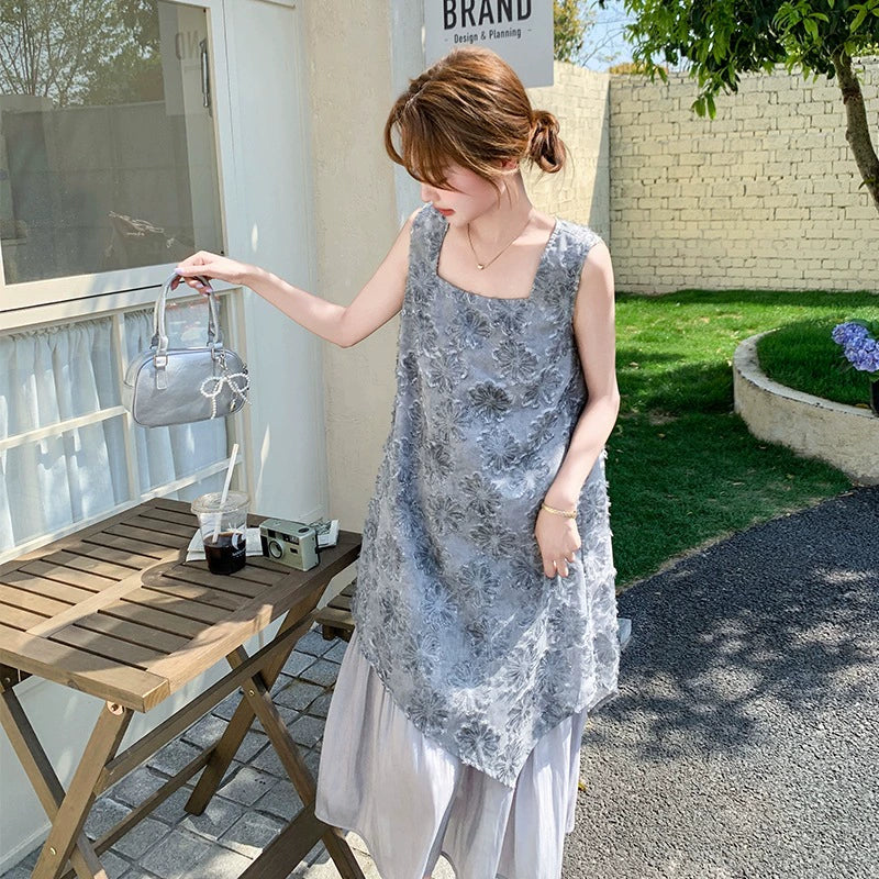レイヤードノースリーブジャガードワンピース