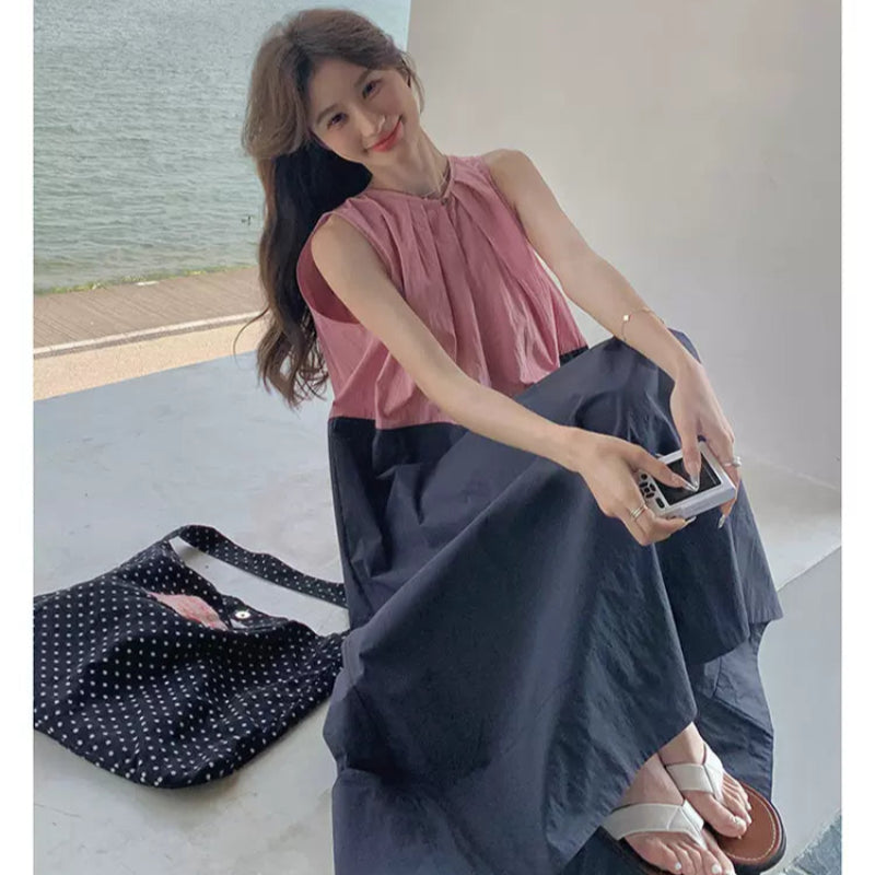 ブロッキングバイカラーワンピース