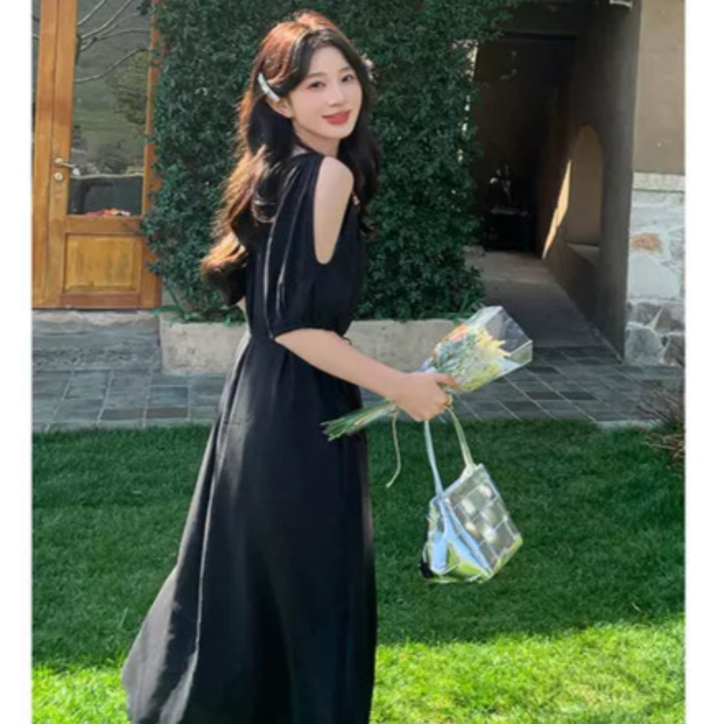 【即納】オープンパフスリーブワンピース