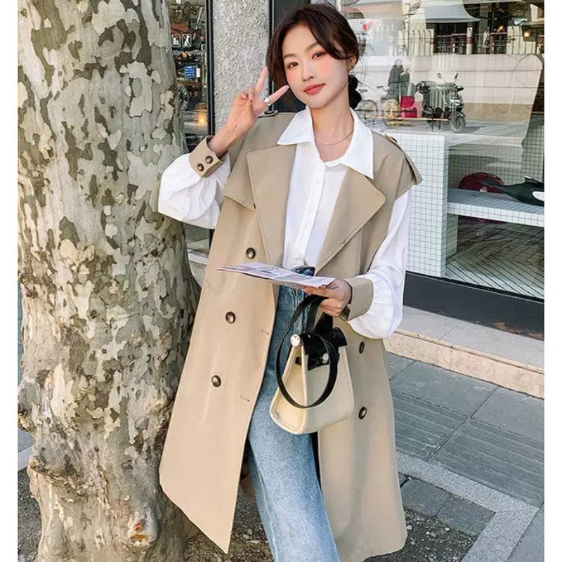 ノースリーブトレンチロングジャケット