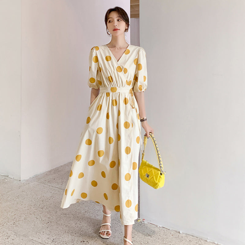 レトロドット柄ワンピース(2colors)