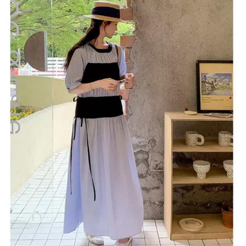 配色パッチワークワンピース