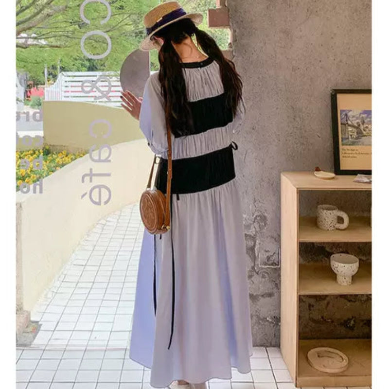 配色パッチワークワンピース