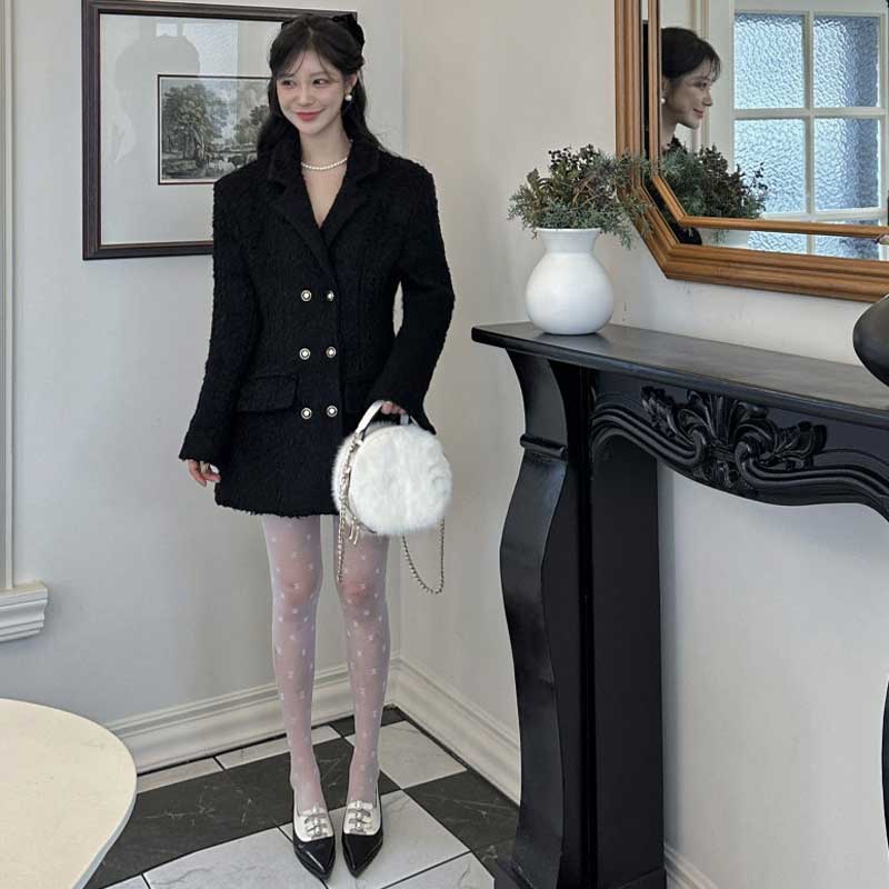 テーラードツイードワンピースコート(2colors)