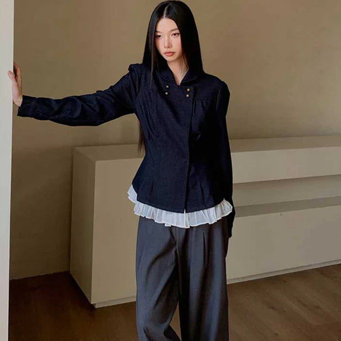 フリルヘムモードブラウス