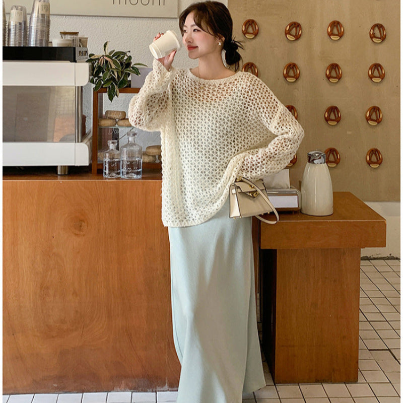 透かしニット×キャミソールワンピースセット