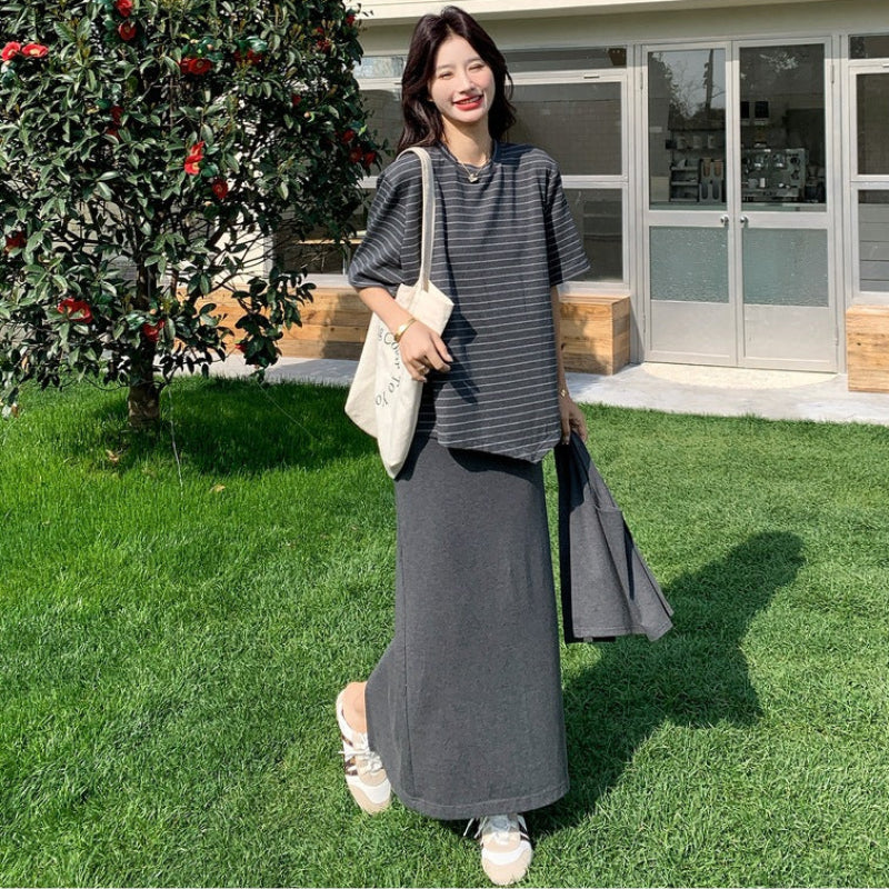 ショールデザイントップス×スカートセット