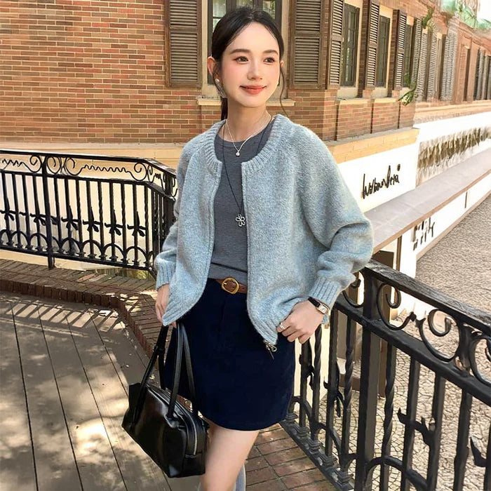 ラウンドネックニットカーディガン(4colors)