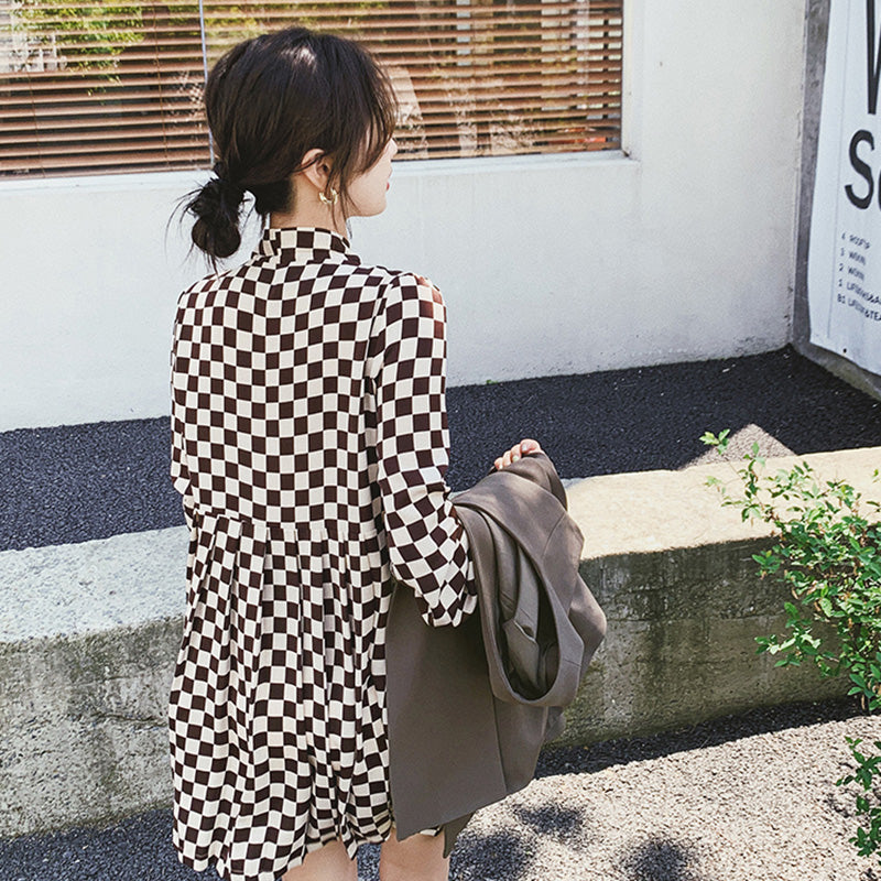 チェック柄ワンピース×ベストセット