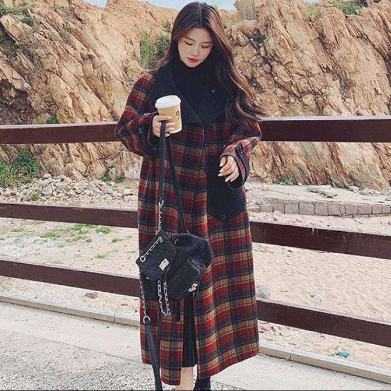 レトロチェックデザインチェスターコート