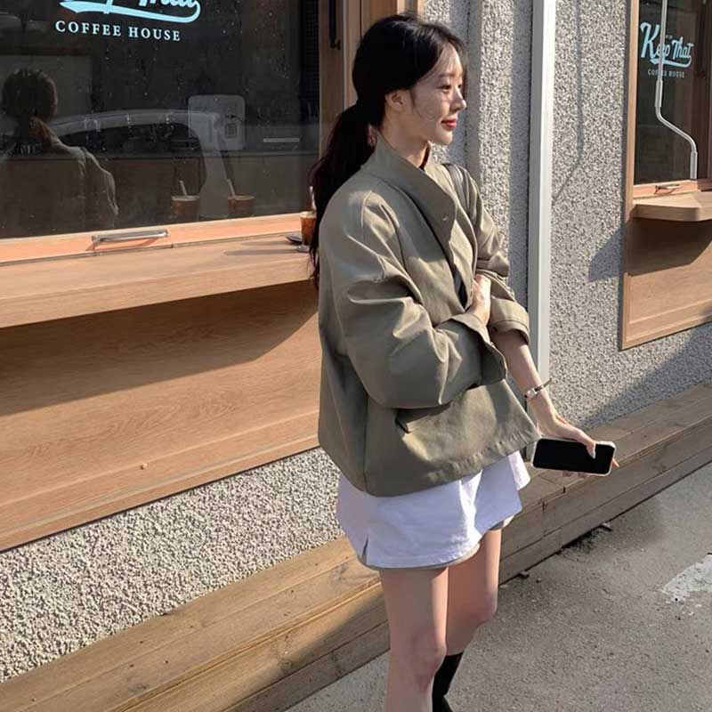 スタンドネックショートジャケット(2colors)