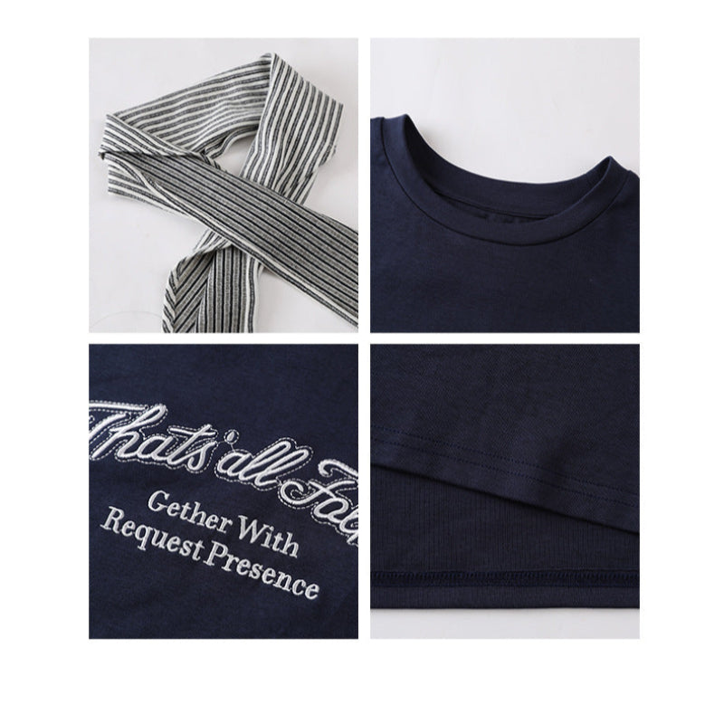 ショール付フロントロゴTシャツ(3colors)