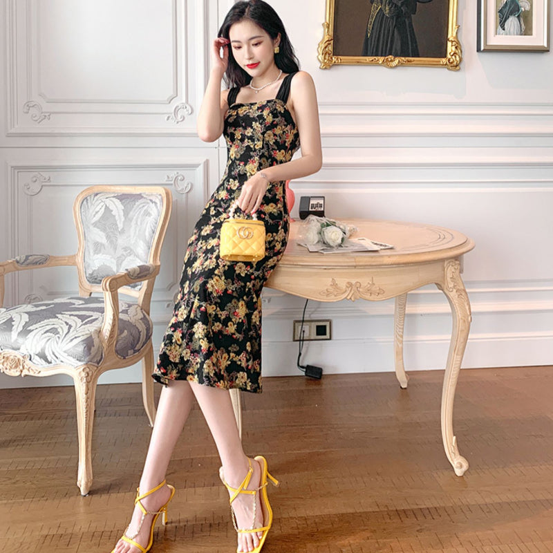 フラワーデザインノースリーブワンピース