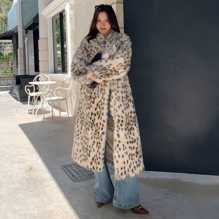 レオパードロングシャギーコート