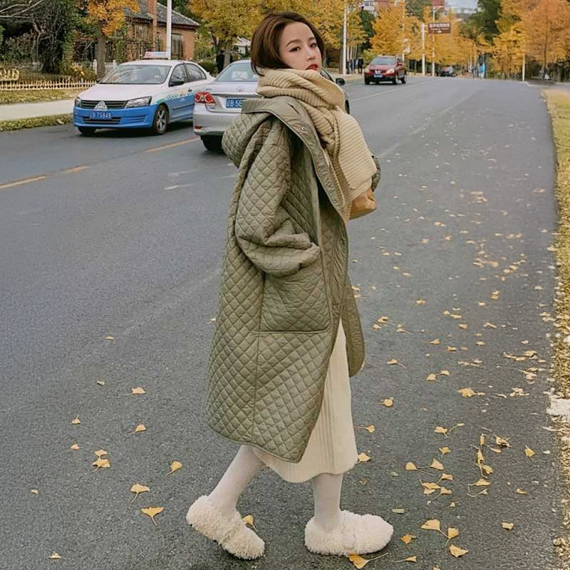 キルティングフーデットコート