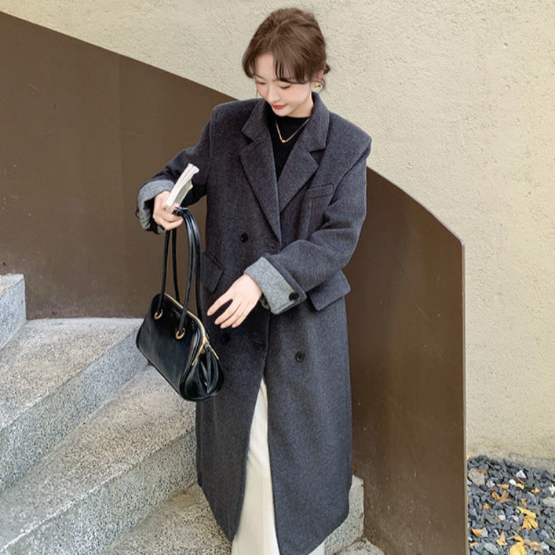 ダウンライナー付ウールブレンドロングコート