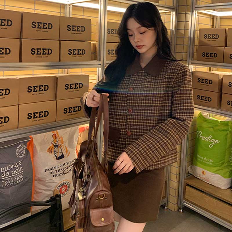 レトロチェックショートジャケット