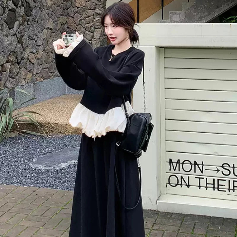 スウェットバルーントップス×スカートセット