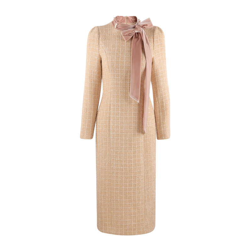 リボンタイツイードワンピース