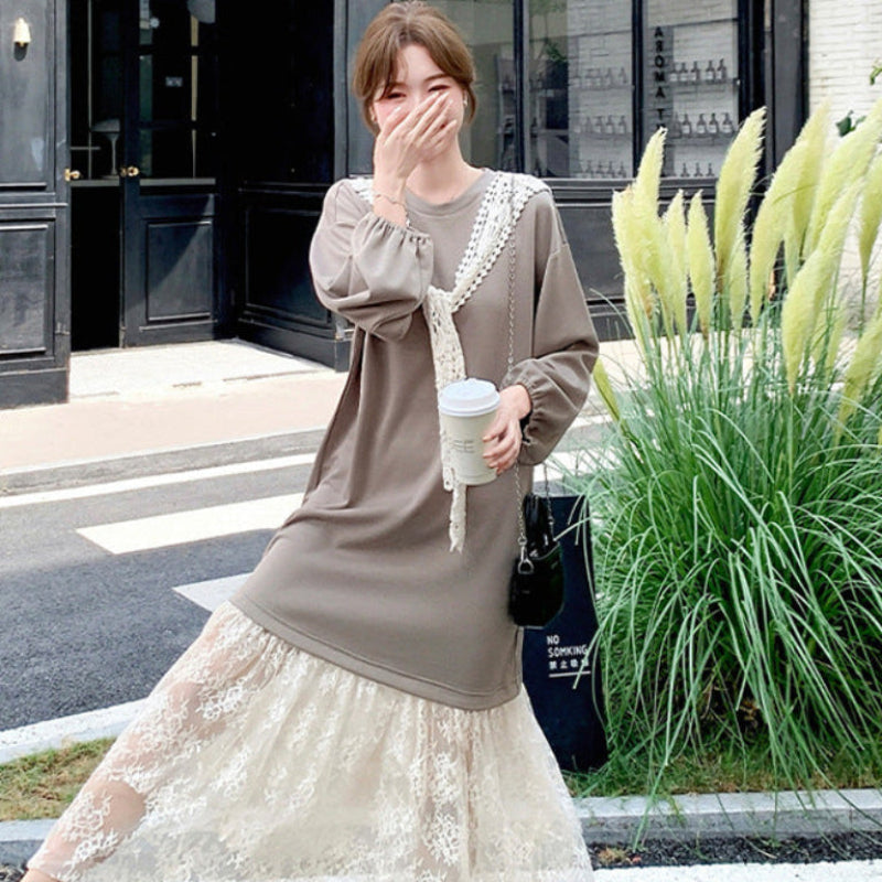 レース切り替えデザインワンピース(2colors)