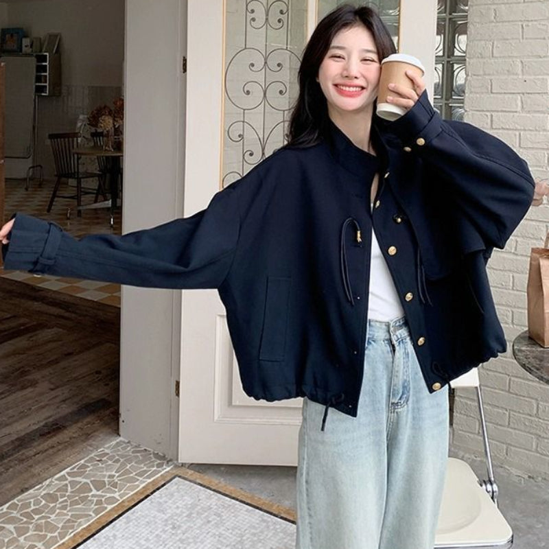 トレンチデザインネイビージャケット