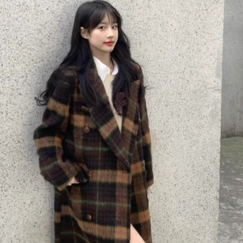 レトロチェックロングコート