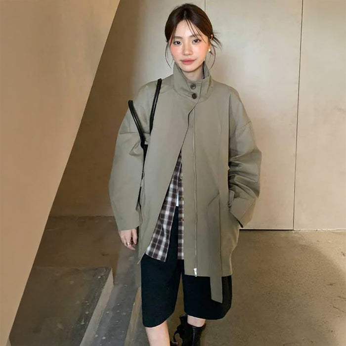 スタンドネックワイドスリーブコート(2colors)